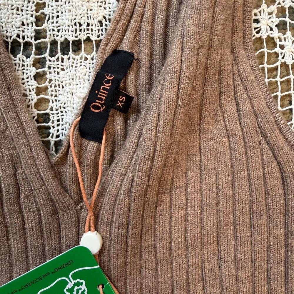 Quince brown ribbed knit tank